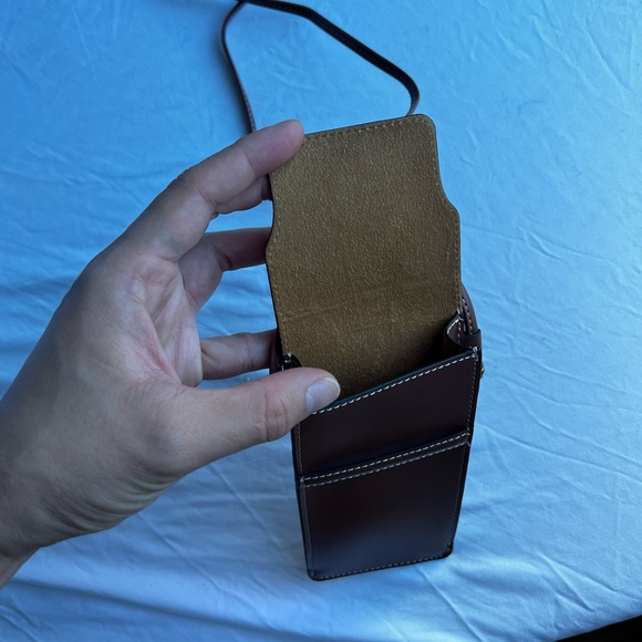 NEW Celine Brown Leather Phone Sunglass Case Pouch Crossbody limited edition - Picture 2 of 16